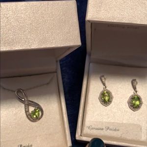 Genuine peridot necklace and earring set